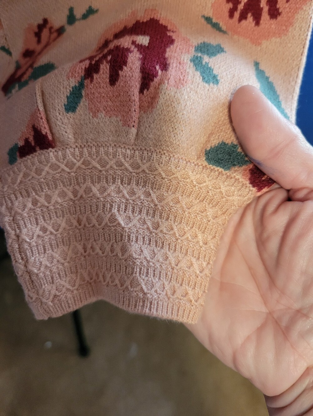 Pink Floral Square-Neck Crop Sweater - Picture 2 of 5